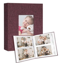Vienrose Small Photo Album 4x6 holds 200 Photos 2 Pack, Mini Baby Photo Album Linen Cover for Gifts Wedding Family, Purple