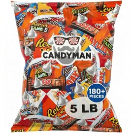 Bulk Chocolate Candy Variety Pack 5 lbs – Candyman Assorted Milk & Dark Mini Chocolate Bars Individually Wrapped – Holiday Candy, Egg Hunt Stuffers, Office Snacks & Party Treats