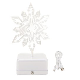 3D Night Light with Remote Control 16 Color Changing RGB USB Type C 1500mAh 3D Table Lamp Adjustable Brightness for Bedroom Xmas Gift Snowflake