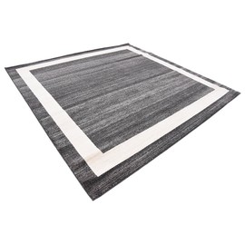 Unique Loom Del Mar Collection Contemporary Transitional Black Square Rug (8' 0 x 8' 0)