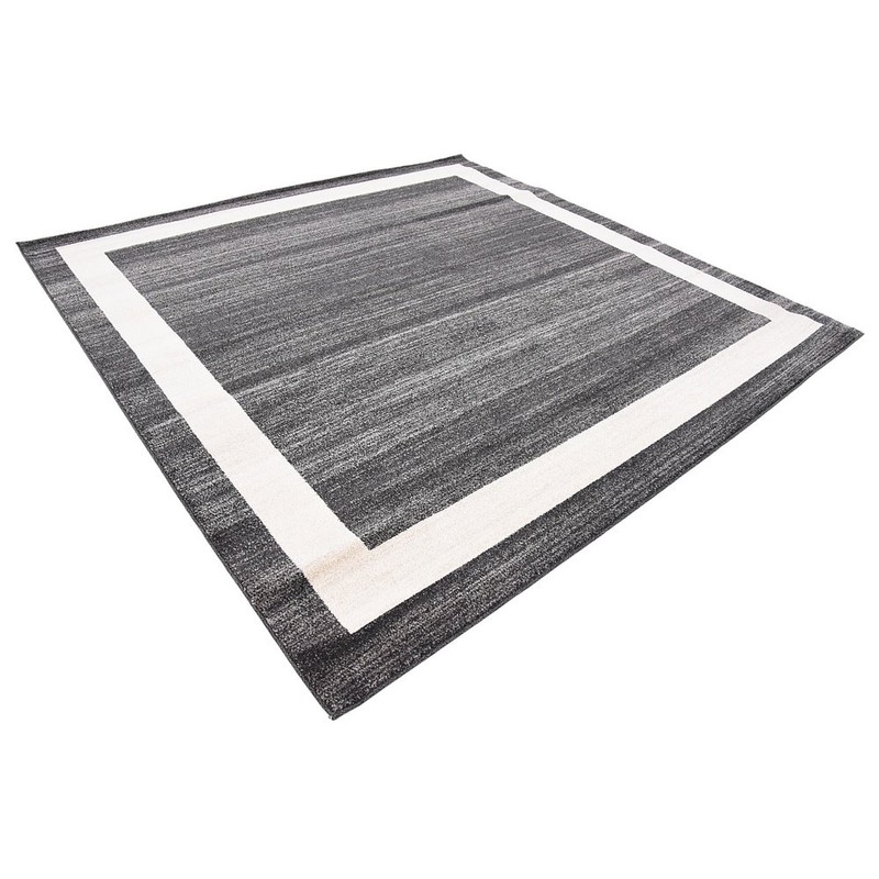 Unique Loom Del Mar Collection Contemporary Transitional Black Square Rug