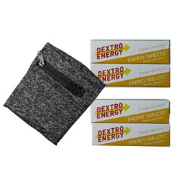 VAgooddeals 4x Dextro Orange Flavour Energy Tablets – Fast-Absorbing Glucose for Instant Energy – Bundled Lightweight Wrist Running Pouch (one size, Orange)