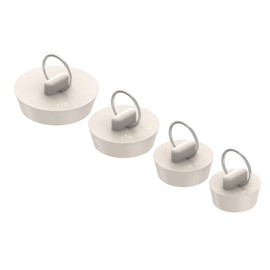Arcimatto Bathtub Drain Stoppers, 4 Pieces Rubber Sink Stopper Set Bath Tub Plug Kitchen Bathroom Laundry Bar Water Stopper Seal with Hanging Ring for Shower Faucet Cover (White)