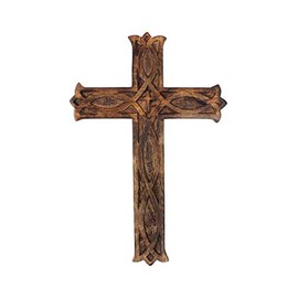Indus Lifespace Wooden Wall Hanging Cross Handmade Antique Design - Rustic Look Decorative Religious Altar Spiritual Art Sculpture Home Living Room Decor Accessory for Loved One