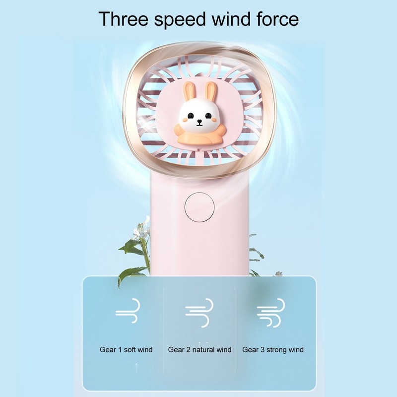 Hand Fan 3 Gear Adjustable USB Charging Cute Mini Handheld