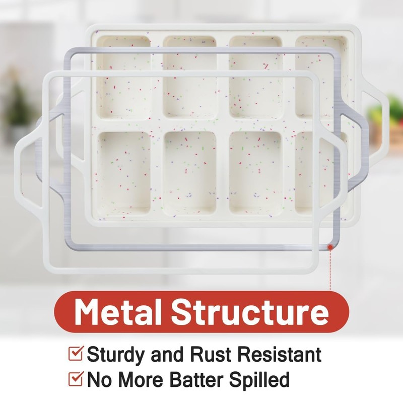 CAKETIME Mini Loaf Pans, Metal Reinforced Frame Silicone Mini Bread