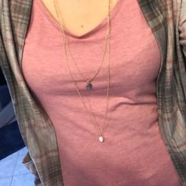 Erimberate Bohemian Layered Coin Pearl Pendant Necklace Gold Circle Disc Necklace Long Pearl Necklace Baroque Pearl Chain Necklace Jewelry for Women Gifts