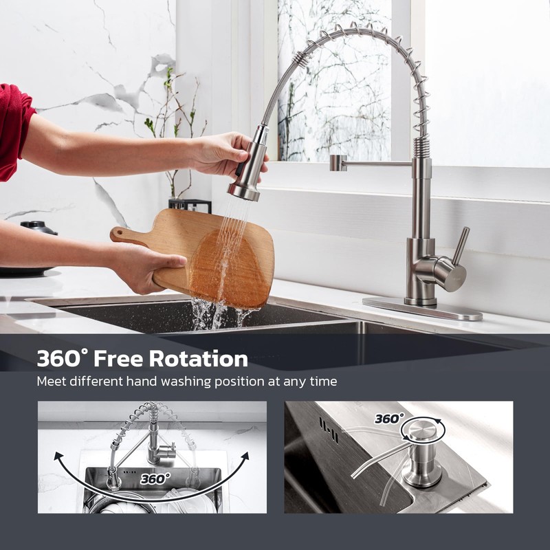 WEWE Kitchen Sink Faucet with Soap Dispenser, Kitchen Faucet with
