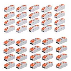 Wire Connectors,Nineleaf Push Quick Electrical Cable Connectors Working Range Max 32A 600Volt,Cables from 28 to 12awg,2 in 2 Out 20Pack with 3 in 3 Out 20Pack
