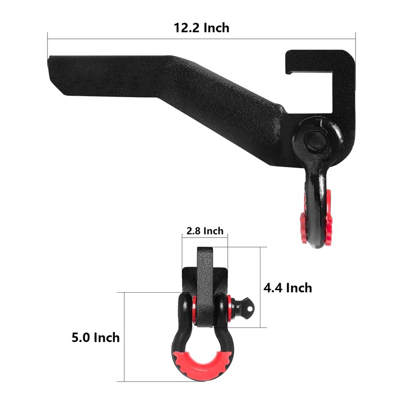 Front Tow Hook Mount Bracket and D-Ring Compatible with 2009-2023