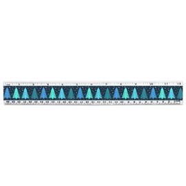 Snowy Christmas Trees Pattern 12 Inch Standard and Metric Plastic Ruler