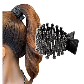 Herbeluemily Hair Claw Clip, Rhinestone Bijou Pony Holder, Hair Clip, Hair Ornament, Formal, Black B