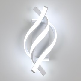 AUA LED Wall Sconce, 21W Modern Spiral Wall Sconce Lighting, 6500K Cool White Indoor Wall Light for Bedroom Living Room Office Restaurant Hallway, Wall Mounted Lamp