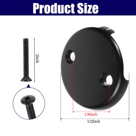 Bathtub Overflow Drain Cover 3-1/8 inch, Two Hole Tub Overflow Drain Cover, Bath Face Plate Bathtub with Screws for Most Standard Bath Tub Drains Black