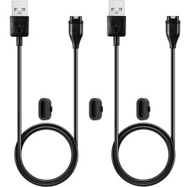 QHBAMD 2 Pack Charger for Garmin Forerunner 245/Fenix 5 Plus/Instinct Tide,Compatible with Garmin Venu 2S/TACTIX 7,USB A Charging Cable Dock Cord 3.3ft/1M with Charger Port Dust Plug