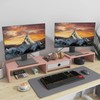 WESTREE Dual 3 Shelf Computer Riser with Drawer, Adjustable Length