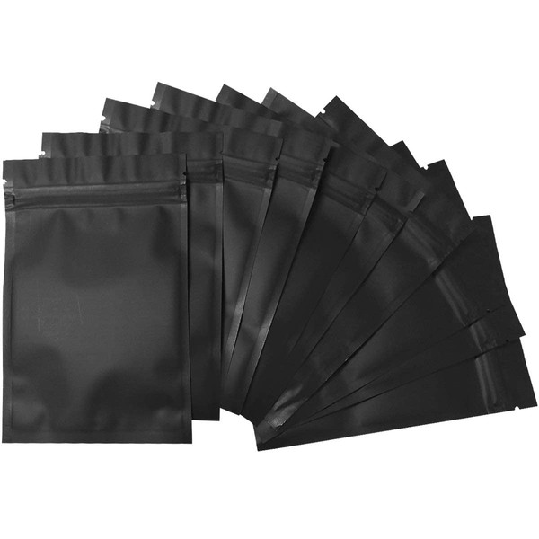 100 Pack Mylar Bags - 4 x 6 Inch Resealable Smell Proof Bags Foil Pouch Bag Flat Bag Matte Black