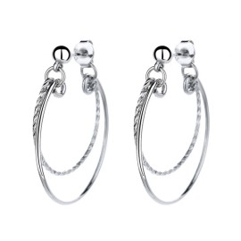 925 Silver Plated Hoop Stud Earrings 1.0 inch for Women Jewelry A Pair/set I48
