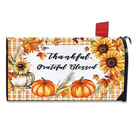 Thanksgiving Pumpkin Mailbox Covers Magnetic Letter Post Box Cover Wrap Garden Yard Home Decor Outdoor Yard Farmhouse Home Mailbox Cover Magnetic Standard 21L X 18W