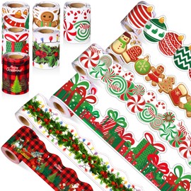 Tenceur 6 Rolls Classroom Border for Bulletin Board, 160 ft Christmas Bulletin Board Decoration Scalloped Bulletin Board Trim for Home School Winter Xmas Holiday Decor(Christmas Style)