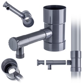 KADAX Rain Collector 90 mm, Rainwater Collector for Downpipe, Rain Thief with Integrated Valve, Water Collector Made of High-Quality Plastic, Water Thief (Grey)