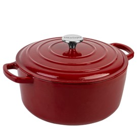 Enameled Cast Iron Dutch Oven Pot with Lid, 5.7 Quart Dutch Oven for Bread Baking, Non Stick & Heavy Duty, Oven Safe up to 500° F, Suitable for Bread Baking, Braising, Roasting, Stews, Red