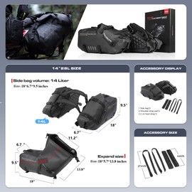Rhinowalk Motorcycle Saddle Bags Waterproof Anti-Vibration Motor Side Bags Shoulder Bag Motorbike Panniers 28L(14L*2) for most Adventure and Sport Motorcycle Racks, 1 Pair