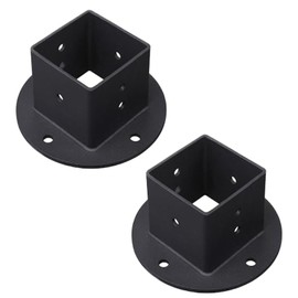 Wpbhk 2Pcs Floor Flange 2x2 Post Anchor Base Heavy Duty Solid Square Fence Pole Base Black Wall Mount Brackets kit for Deck Railing Mailbox