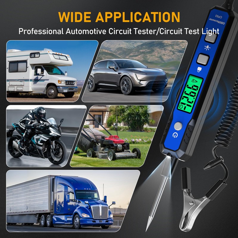 OBDResource Smart Automotive Test Light 0.8V-100V Circuit Tester with Buzzer