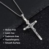 Lfkk 925 Sterling Silver Crucifix Necklace for Men Jesus Cross