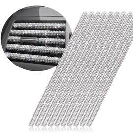 FUN LAVIE 10 PCS Bling Car Vent Trim Strips Rhinestone Car Accessories for Women Interior Automobile Air Conditioner Decorations White