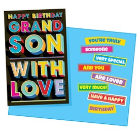 Chuck's Card-O-Rama - Birthday Card For Grandson - Made in USA - Excellent Card Stock, Envelope Included - 5" x 7.75" - Packaged in Extra Sturdy Mailer - 95738