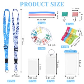 23 Pcs Cruise Essentials 2025 Including Luggage Tag, Waterproof Boarding Pass Holder with Retractable Lanyard, Towel Bands Towel Clips Hanging Lanyard Set, Magnet Hooks for Cruise Cabin