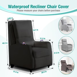 Letsteel 2 Pack Outdoor Chair Covers Waterproof, 600D Waterproof Recliner Chair Covers, Patio Chair Covers for Outdoor Recliner Chair with 2 Handle & Zipper, Black