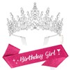 CURASA Silver Birthday Crown & Glitter Hot Pink Birthday Girl