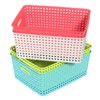 Rocketmyth Plastic Woven Storage Basket, Colorful Storage Basket Plastic, 4