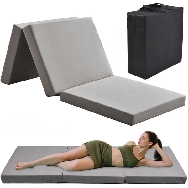 Folding Mattress, Trifold Memory Foam Mattress with Collapsible and Washable