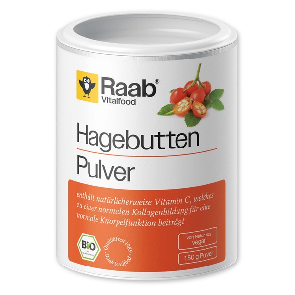 Raab Vitalfood Organic Rose Hip Powder No Additives, Vegan, with