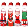 Syhood 8 Pieces Christmas Kitchen Aprons Santa Hat Set Include