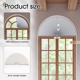 Macarrie 2 Pack Arch Window Cellular Shades 72 x 36 Inches Half Circle Fully Blackout Honeycomb Shades Cordless Pleated Blind with No Tools Light Filtering Fabric Blind Easy to Cut and Install