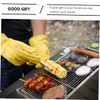 DOITOOL 1pair Outdoor Warm Leather Bbq Gloves for Grilling Baking
