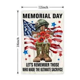 Memorial Day Garden Flag 12x18 Inch Veterans Day Patriotic 4th of July Stars Decorations Patriotic Vertical Double Sided Yard Outdoor Decor ﻿