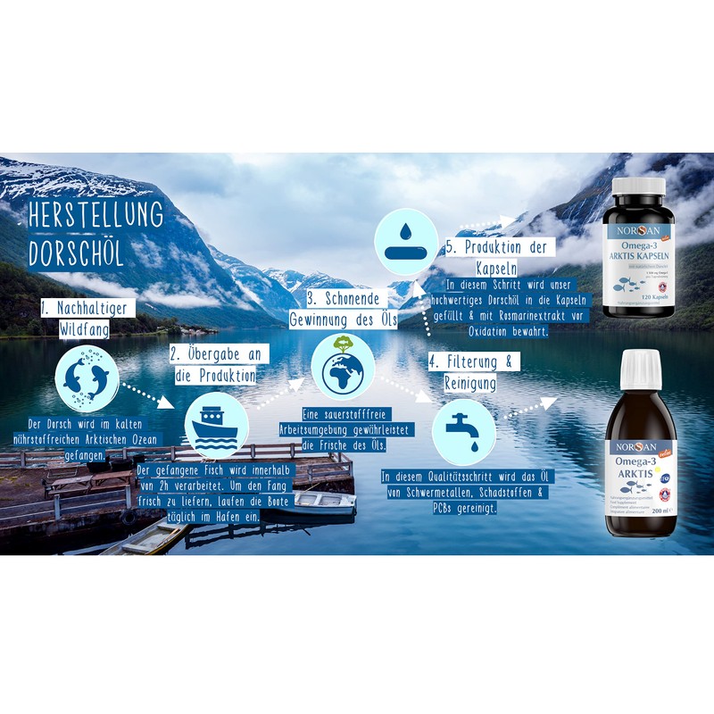 NORSAN Premium Omega 3 Arctic Cod Oil Capsules 6 x