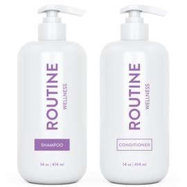 Routine Wellness Shampoo and Conditioner Set for Stronger Hair - Biotin | Color Safe | Sulfate-Free | Vegan | Clinically Tested | Nourishing Oils and Vitamins - Lavender & Cedar 14oz (Pack of 2)
