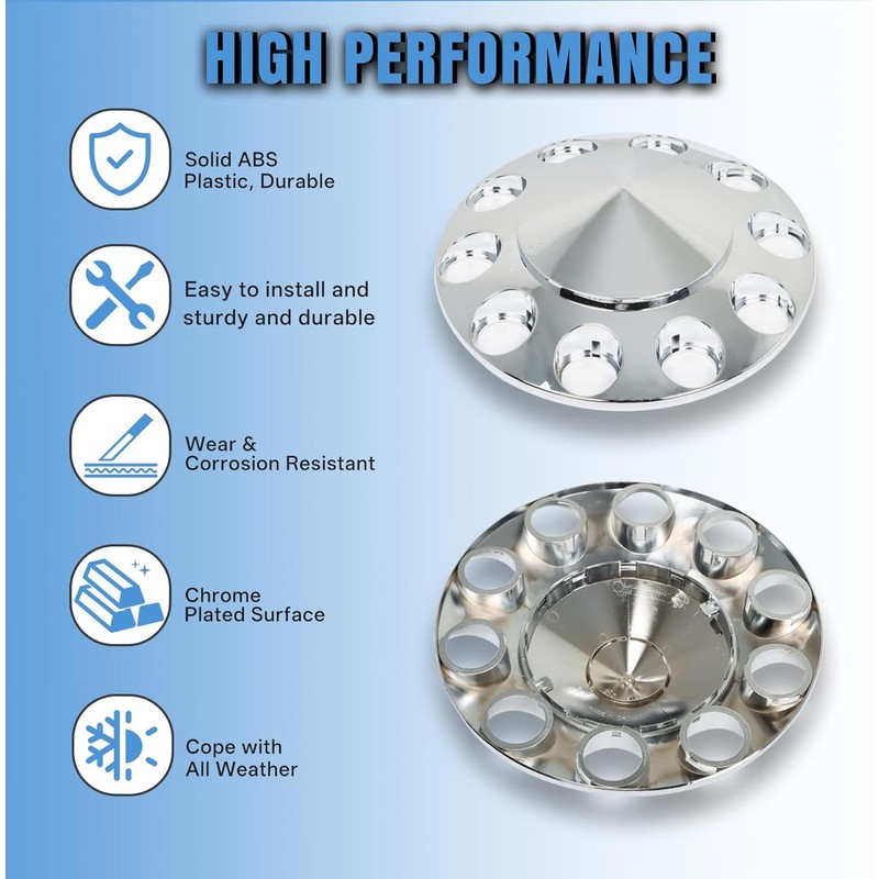 2 Chrome Front Hub Axle Cover Center Caps with 33mm