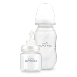 Set Biberones Evenflo Advanced Mamila Ortodóntica 0m+ 2pz Blanco Advaced