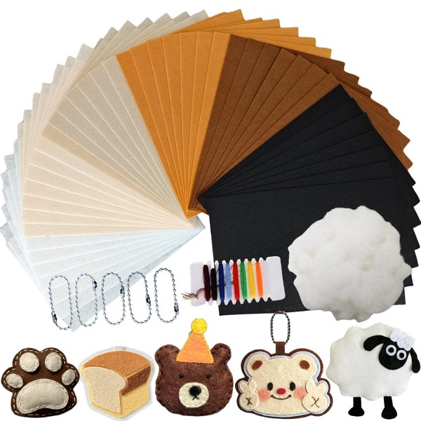 HanCheng 42 PCS Craft Felt Fabric,6 Colours Felt Sheets with