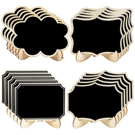 Tibapla 20 Pcs Wood Mini Chalkboards, 4 Shapes Mini Blackboard with Easel Stand, 3.9x2.9 Inch Easel Erasable Message Board for Party Wedding Birthday School Bar Buffet