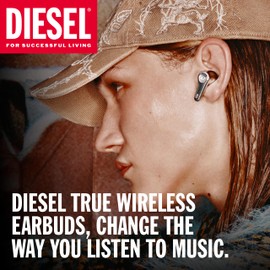 DIESEL Wireless Earphones, Bluetooth 5.2, Bluetooth Earphones, Up to 10 Hours of Music Playback, Fast Charging, IPX5 Waterproof Standard, Includes Charging Storage Case (Diesel True Wireless Earphones