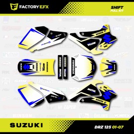 Factory EFX Yellow & Blue Racing Graphics Kit fits Suzuki DRZ125 01-07 DRZ 125 SHIFT Decal